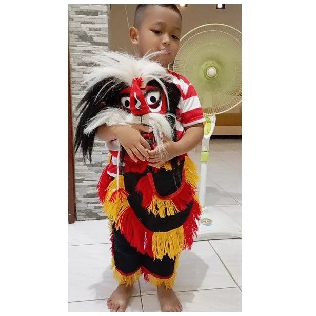 Kaos Reog Anak Bujang Ganong Lengkap Set Jaranan Anak Kostum Reog Ponorogo Anak Topeng Ganong Embong Merah Kuning Baju Pentas Karnaval