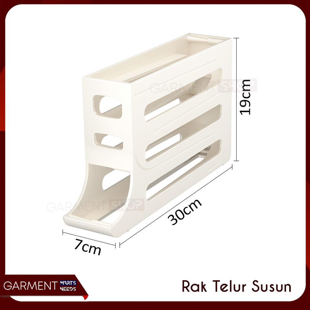 Rak Telur 4 Tingkat Bergulir Otomatis Tempat Dispenser Penyimpanan Telor Susun Egg Box