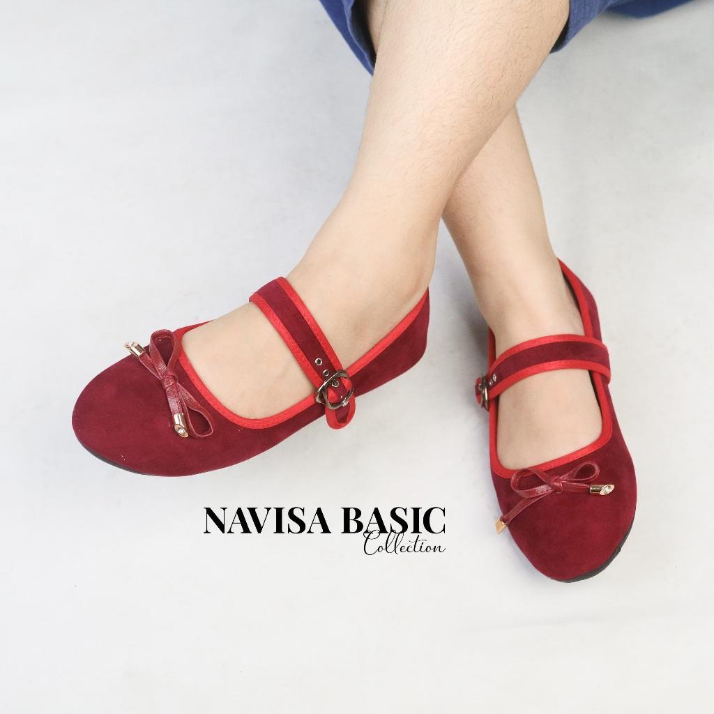 Sepatu Wanita Flatshoes Wanita Motif Tali Pita Super Empuk Navisa Basic Collection New