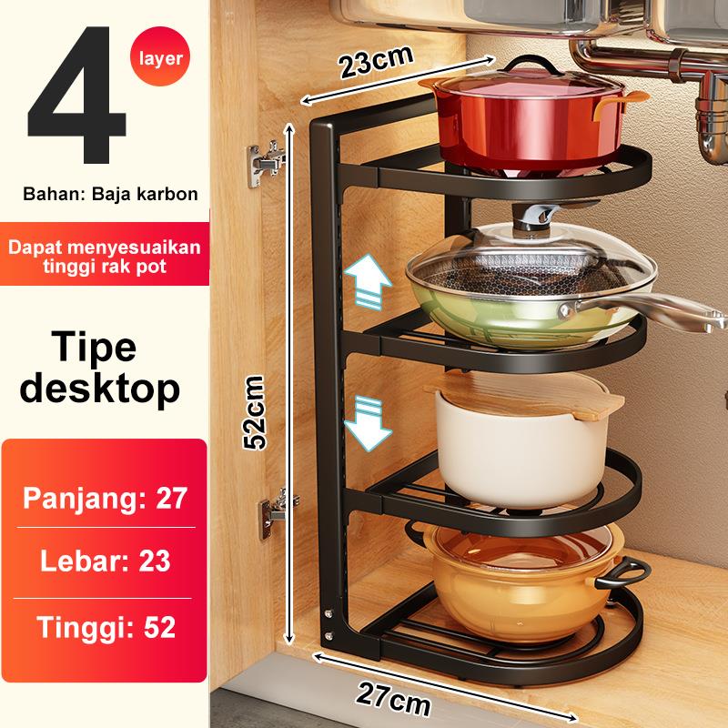 Rak Panci Dapur Stainless Steel 2 3 4 5 7 Susun Serbaguna Untuk Wajan dan Pot