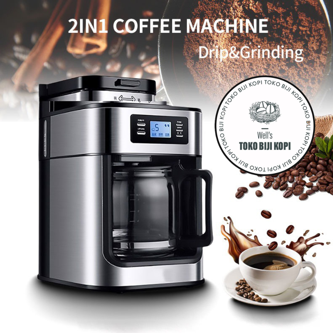 3ESTE Mesin Kopi Espresso 2in1 Coffee Maker with Grinder 1L BG315T - Silver Black