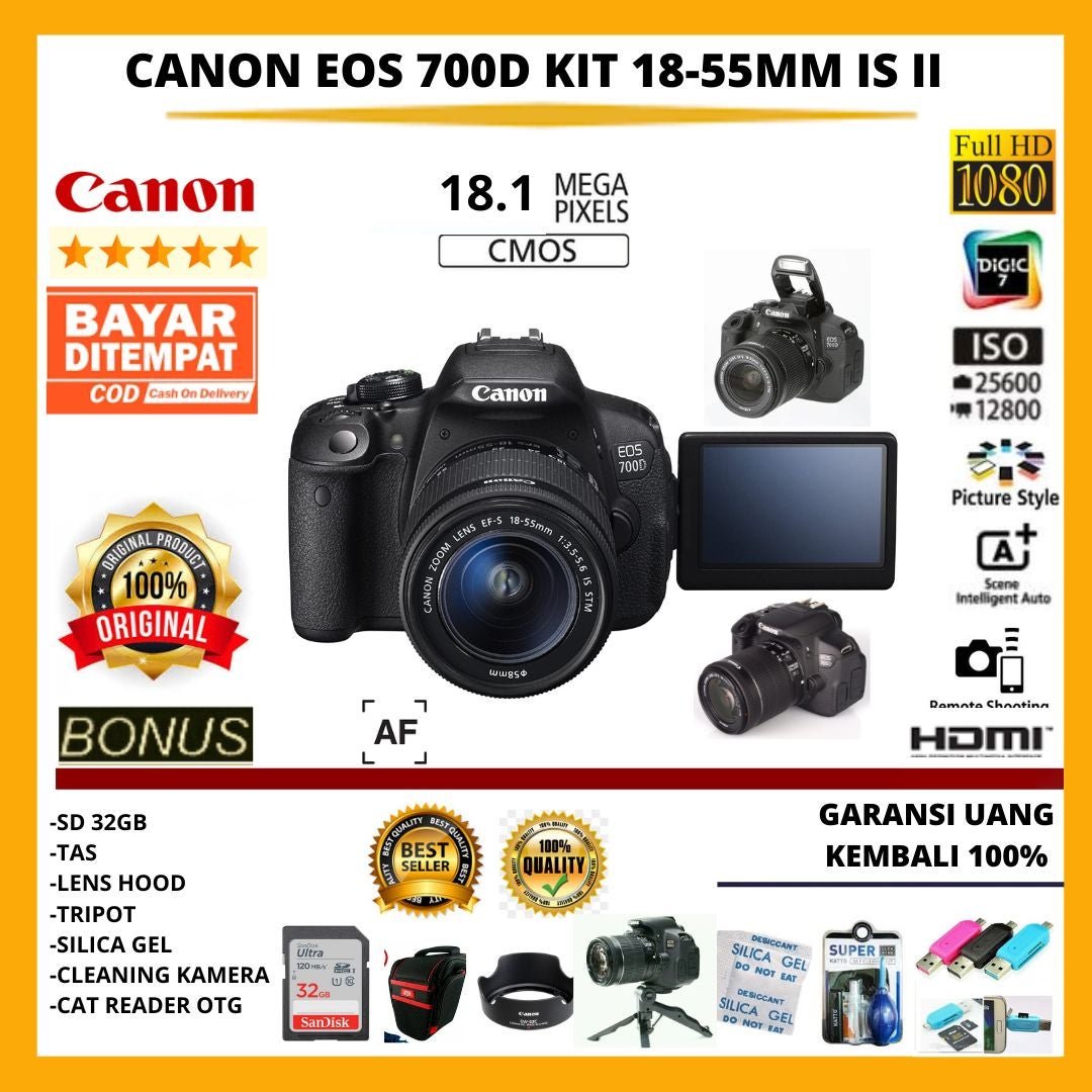 CANON EOS 700D KIT LENSA 18-55MM IS STM FREE ACCESORIES KAMERA