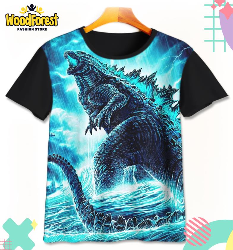 Kaos Anak Godzilla v4 Baju Film Anak Godzilla vs Kong 3D Printing Untuk Umur 1-12 Tahun - WoodForest