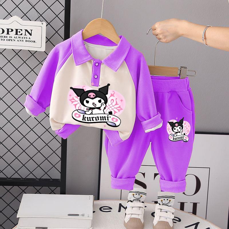 Setelan Baju Anak Perempuan Motif Kuromi Set Sweater Dan Celana Joger Anak Perempuan 1-5tahun