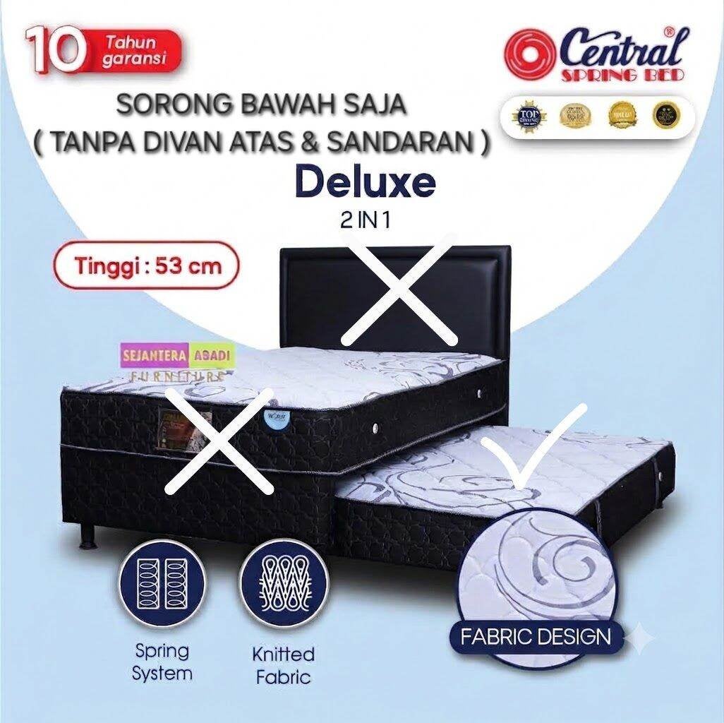 Central springbed 2in1 twin sorong DELUXE zest Quilting kasur sorong kasur susun kasur tingkat divan atas divan sorong Divan Sandaran Kasur Set Furniture