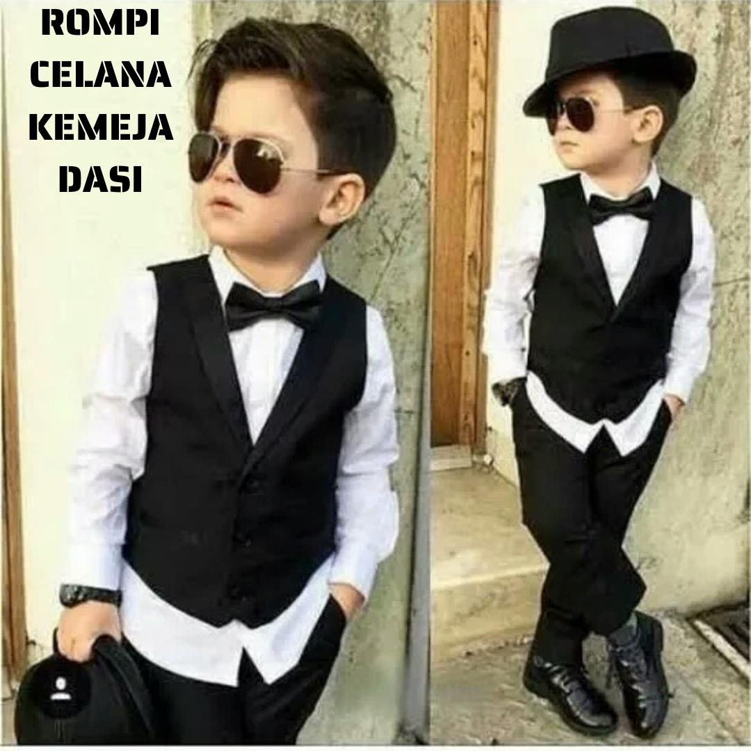 SETELAN JAS BLAZER ROMPI ANAK LAKI-LAKI | ROMPI KEMEJA CELANA DASI KUPU-KUPU