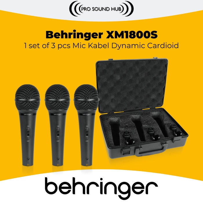 PROMO- BEHRINGER XM1800S XM1800 XM 1800S 1 SET MIC DYNAMIC ISI 3 VOKAL - GERBANG SHOP01