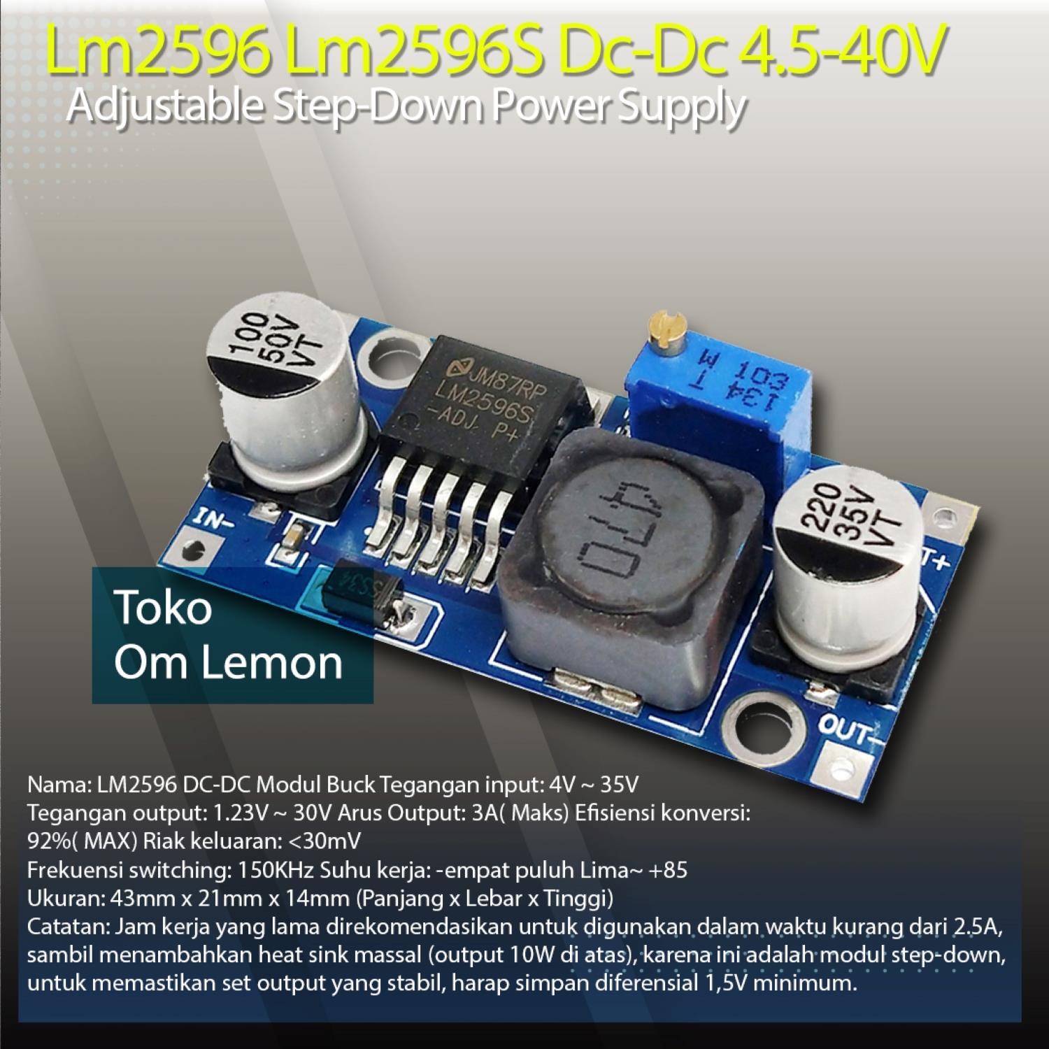 LM2596 LM2596S DC-DC 3-40V ADJUSTABLE STEP DOWN POWER SUPPLY 3A / PENURUN TEGANGAN