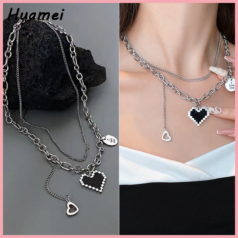 Bubuk mode pengeboran kalung cinta membentuk rantai liontin hati liontin mata rantai tetes