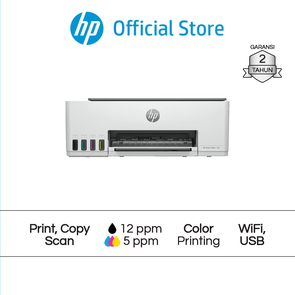 Printer HP Smart Ink Tank 585 / 750 ADF / 720 / 615 Fax / 670 / 580 / 210 / All in One (Print Scan Copy) Wireless Wifi USB Bluetooth Fotocopy Color Colour Warna Official