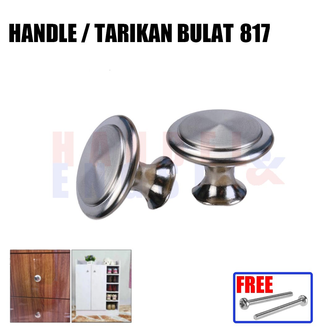 Knob Knop Tarikan Laci Lemari 817 Bulat Stainless Steel Pegangan Laci Furniture Drawer Kitchen Set Meja Rias