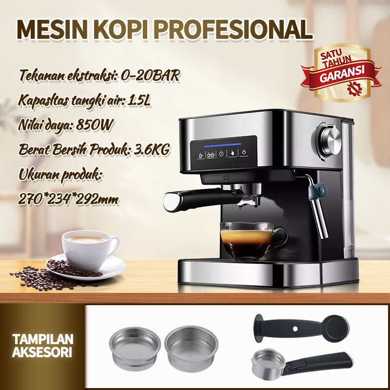 mesin kopi multifungsi profesional/ mesin gelempung uap/2in1 seba guna/ handtouch kristal hitam