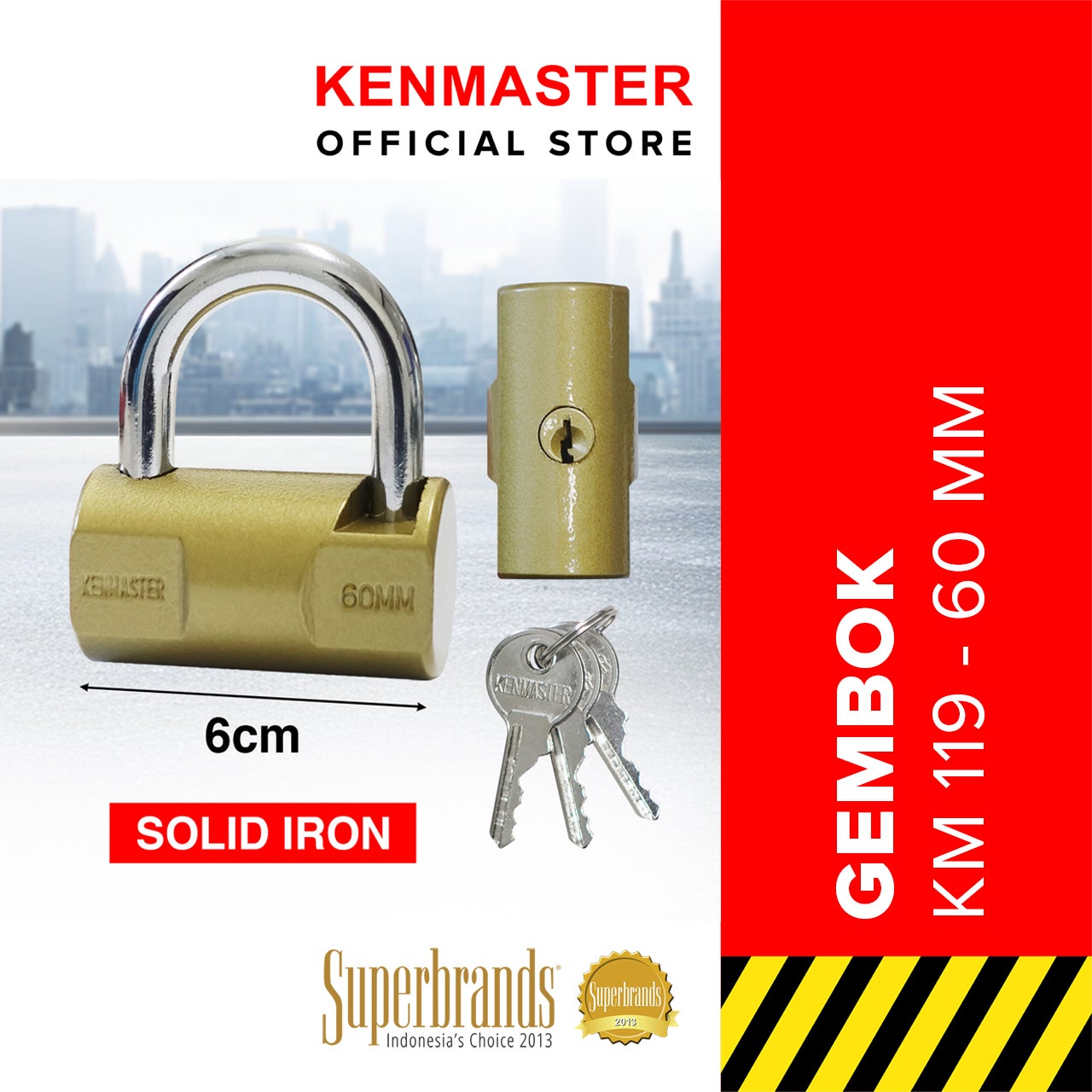 Kenmaster Gembok Hammer 60MM - KM-119 / Gembok Anti Maling / Gembok Pagar Kunci Gembok- GMBK113