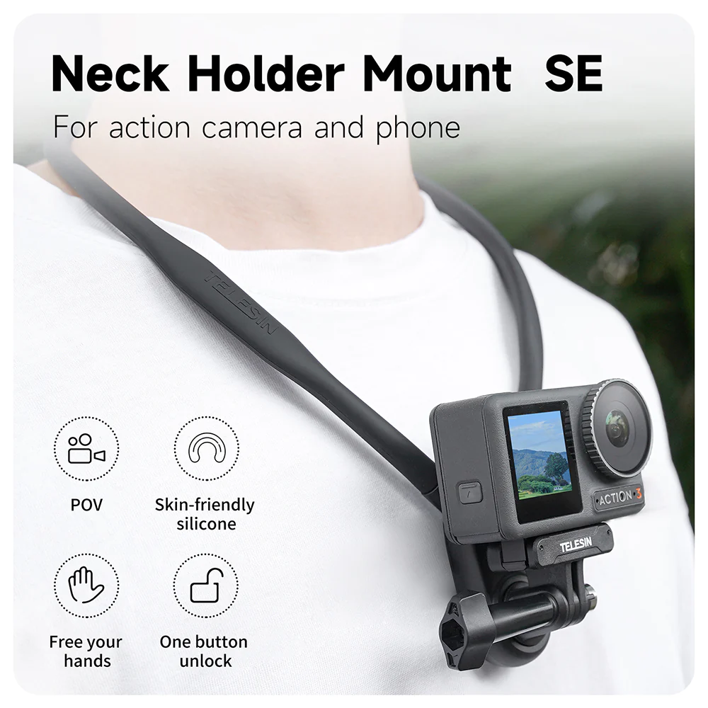 TELESIN Neck Holder Mount SE Strap U Shape Untuk Smartphone & GoPro Hero Insta360 Dji Action Camera