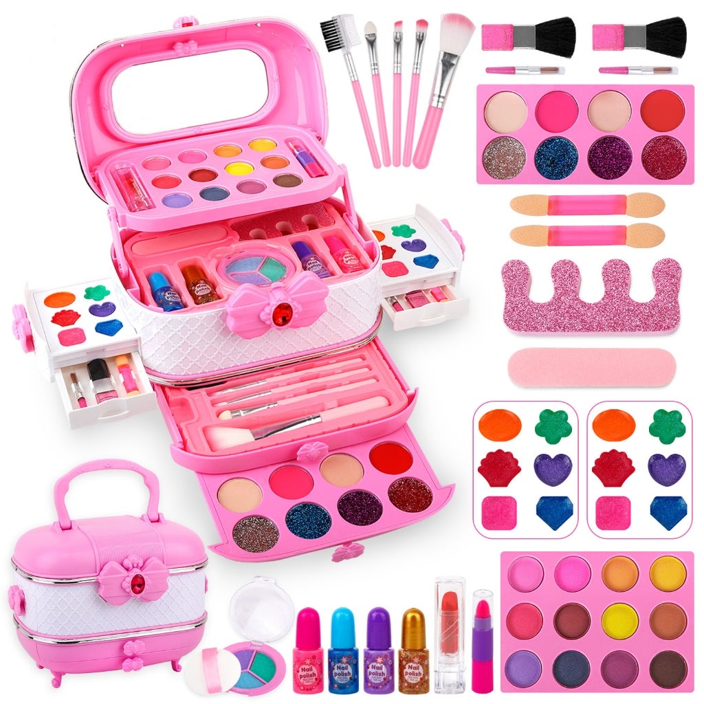 COD Mewah Mainan Kosmetik Mainan Make Up Set Girl Pretend Play Untuk Gadis Ulang Tahun Hadiah Set Mainan rias anak-anak