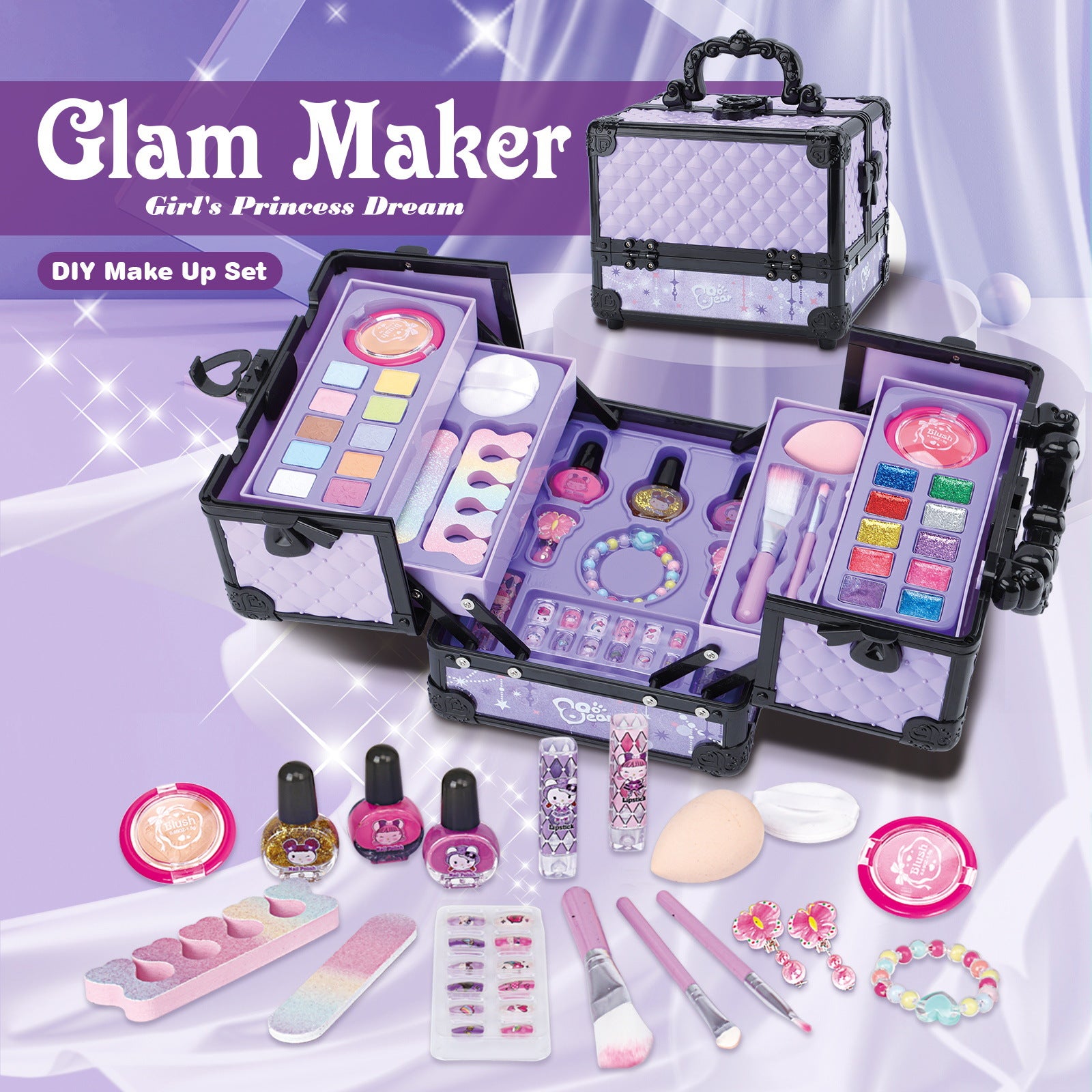 COD Mewah Mainan Kosmetik Mainan Make Up Set Girl Pretend Play Untuk Gadis Ulang Tahun Hadiah Set Mainan rias anak-anak