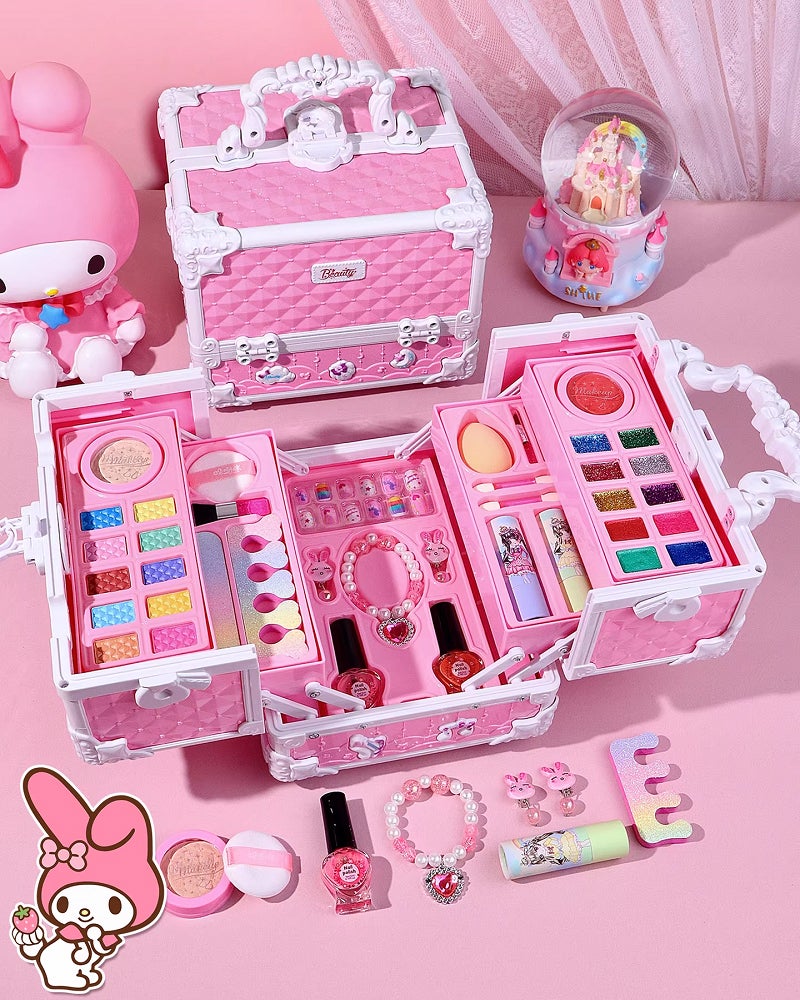 Princess Make Up Bag Unicorn / Mainan Kosmetik / Alat Rias Anak Fungsi Real / Children Pretend Play / Mainan Make Up Set Girl Pretend Play / Untuk Gadis Ulang Tahun Hadiah Set