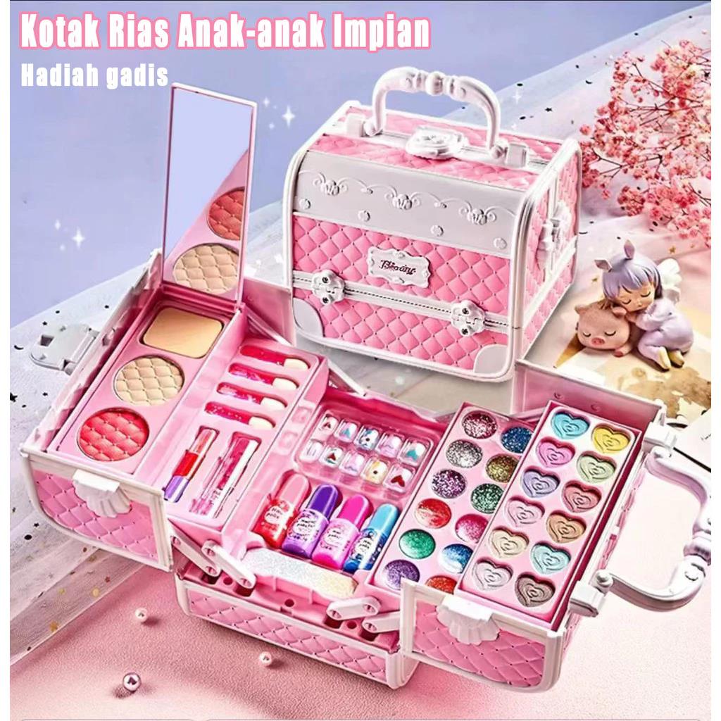 Putri Mainan Kosmetik Kecantikan Anak Kasus Peralatan Kotak Make Up Set untuk Gadis Ulang Tahun Hadiah Set Riasan Mainan Anak Makeup