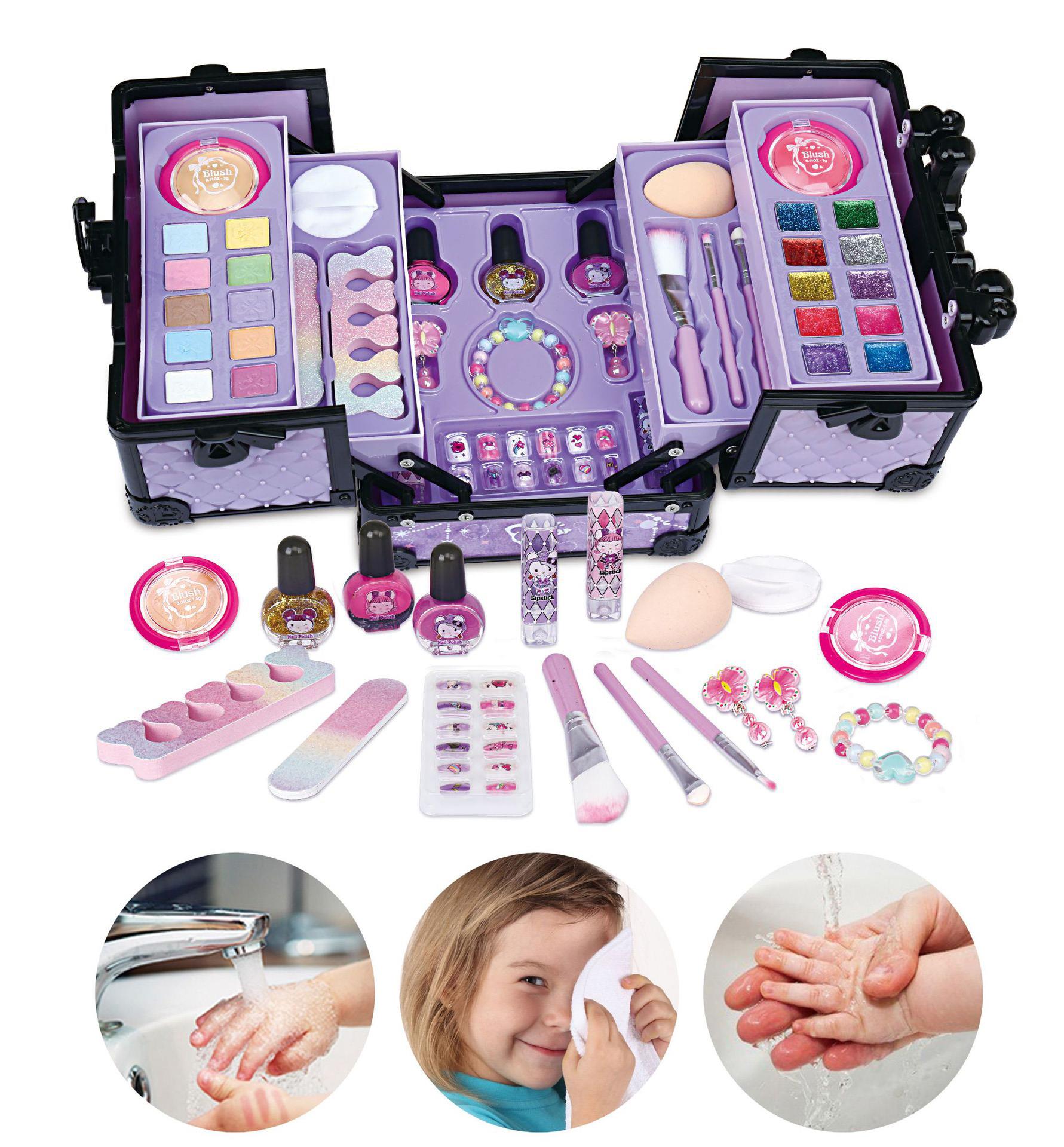 Mainan Kosmetik Kecantikan Anak Kasus Peralatan Kotak Make Up Set untuk Gadis Ulang Tahun Hadiah Set Riasan Mainan Anak Makeup Tas Mainan