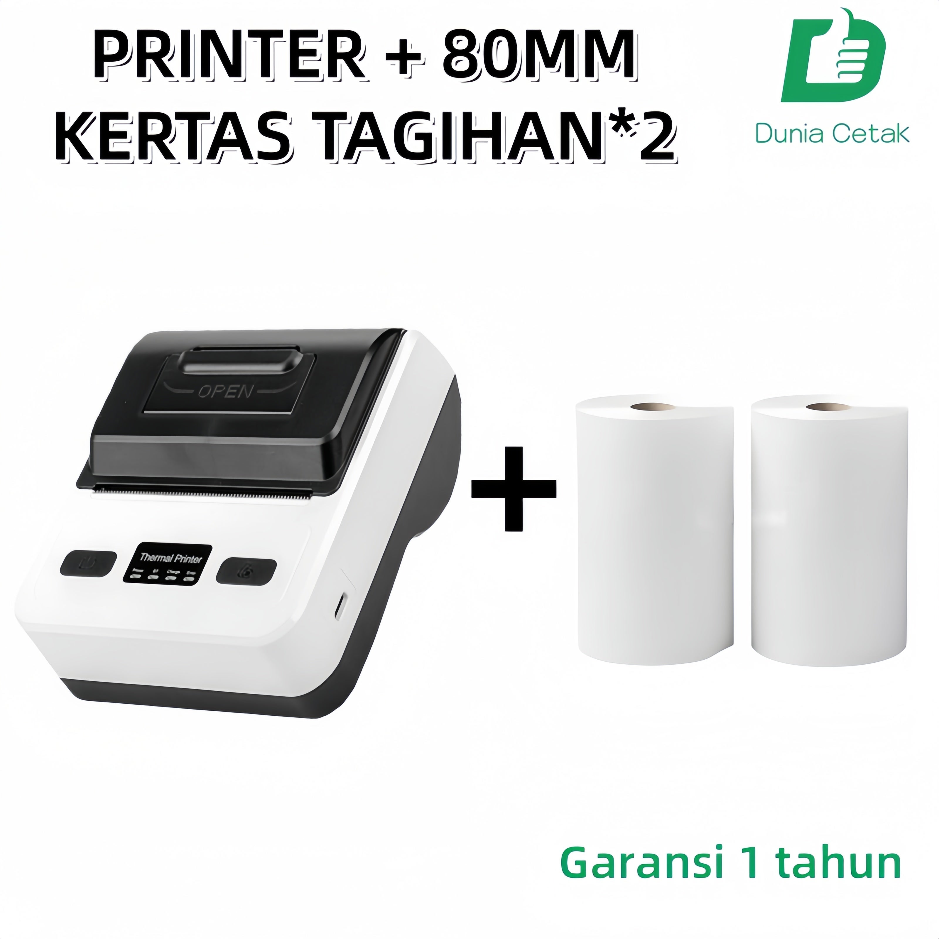 Printer Thermal 80MM Bluetooth + USB Cetak Resi Alamat Kasir Nota PPOB POS Barcode Support Kertas