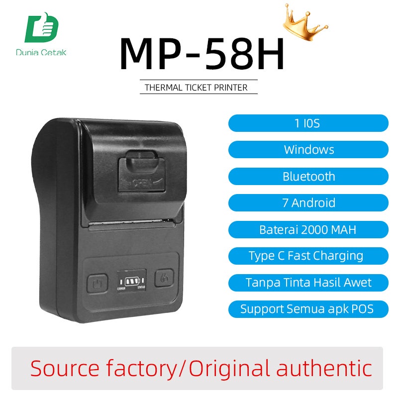Printer Termal Printer Bluetooth Portable baterai mini printer kasir 58M free gift 3*Paper Roller
