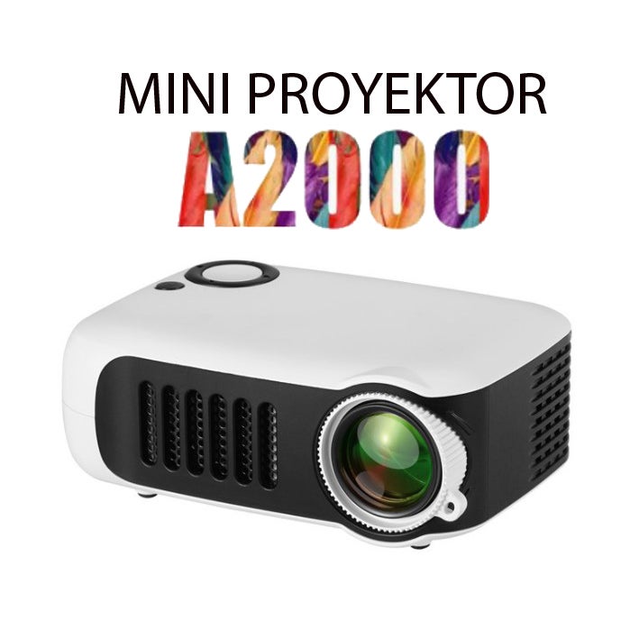 Mini Projector Proyektor A2000 YellowFull HD 1080P Video Portable Paket Lengkap