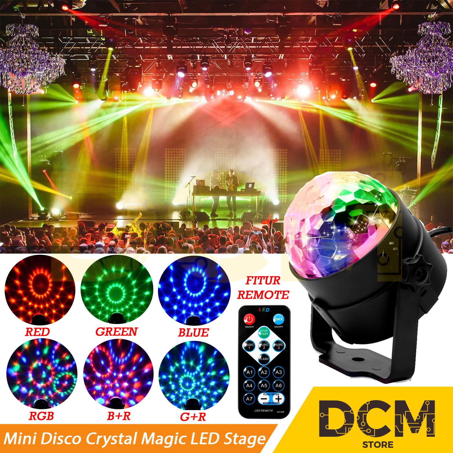 Lampu Panggung/ LED Disco Rotating Crystal Magic Ball + Remote Control
