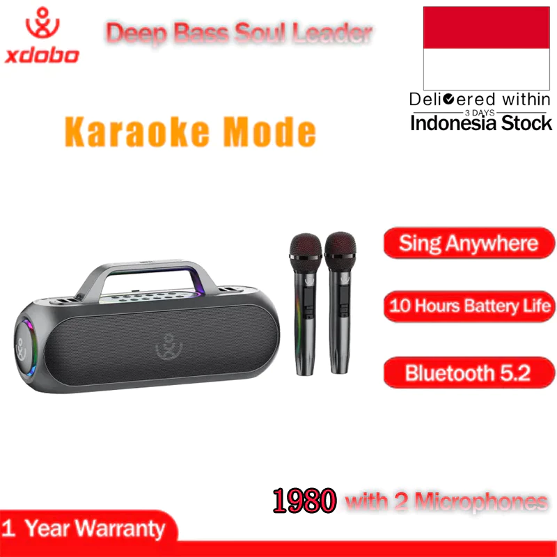 XDOBO Elegance 1980 Bluetooth 5.3 Speakers Karaoke Mode Deep Bsaa Speaker With 2 microphones