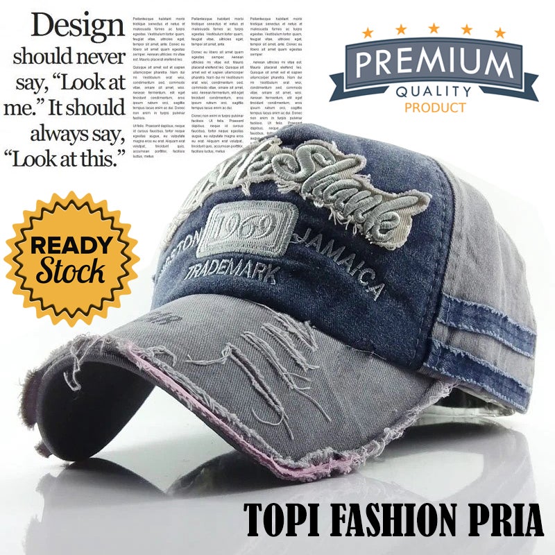 Topi Baseball Pria Wanita Jeans Denim Dani Bordir Tebal Men Snapback Cap Hat Distro Import Gaya Keren