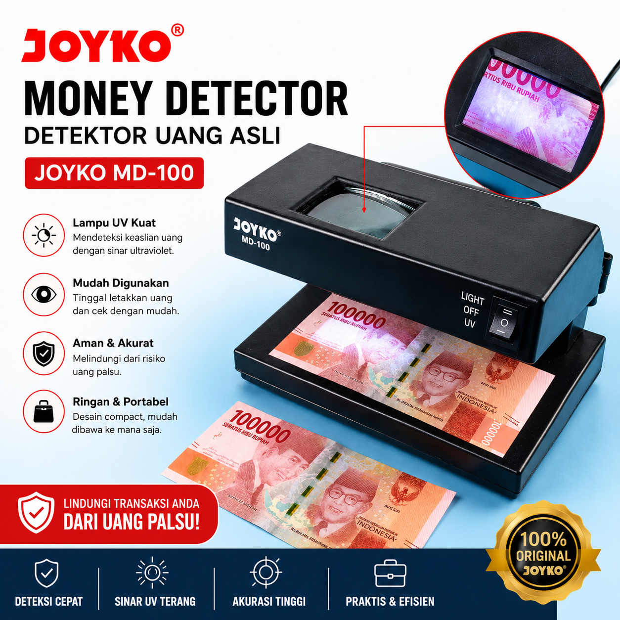 Counterfeit Money Detector / Alat Pendeteksi Uang Palsu MD-100