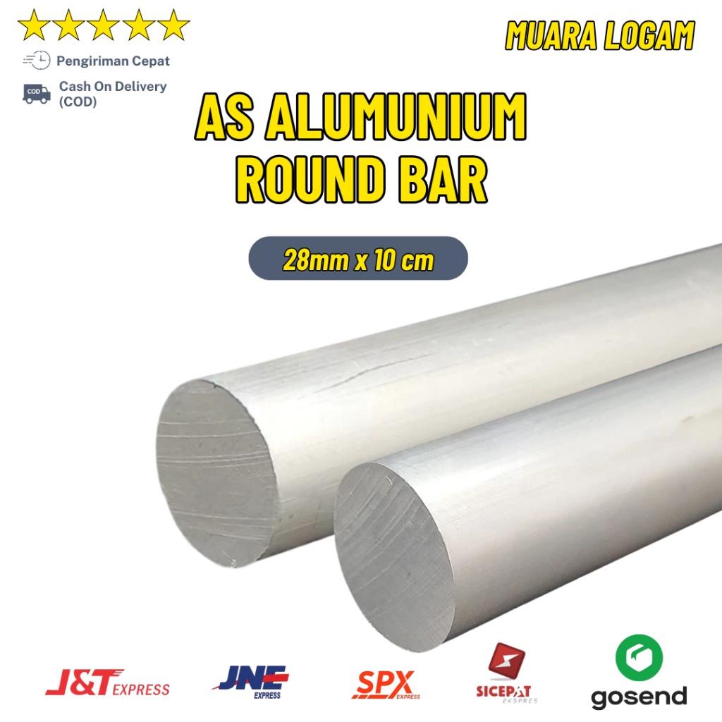 28mm diameter | As Alumunium 6061 - T6 Bulat OD 28 mm - Natural Alu 50 cm