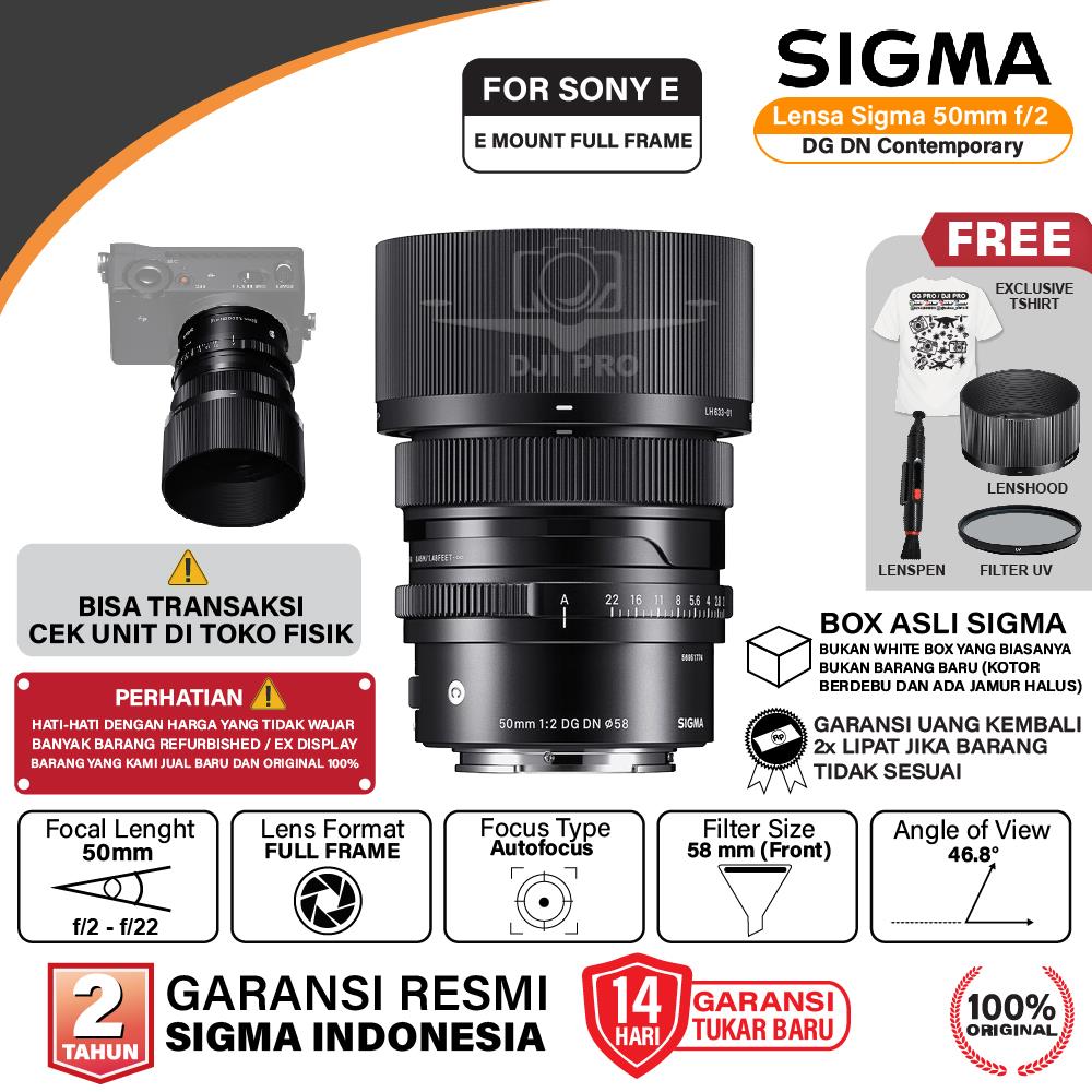 Sigma 50mm f2 for Sony E Fullframe DG DN Contemporary 50 mm f/2 Resmi