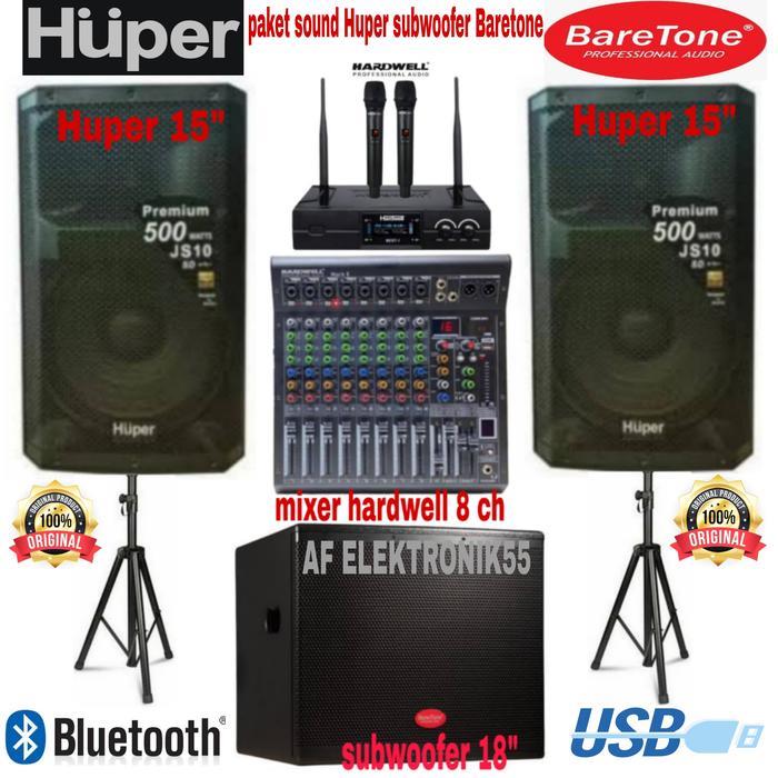 Paket Sound System Speaker Huper 15" +Subwoofer Baretone 18"