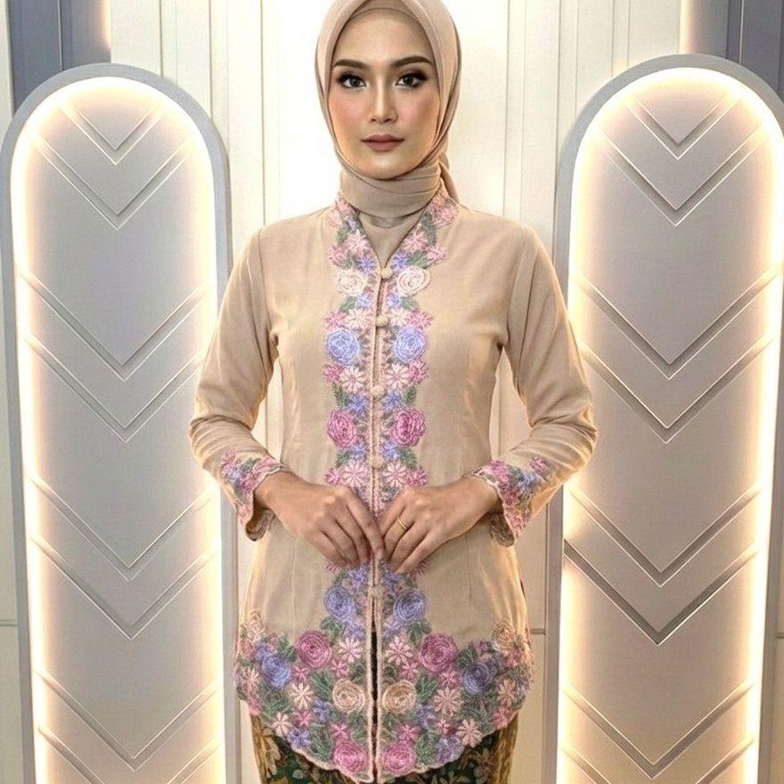 Kebaya Encim Mawar Bolero Full Bordir - Atasan Kebaya Wisuda kondangan & Formal Series Bolero