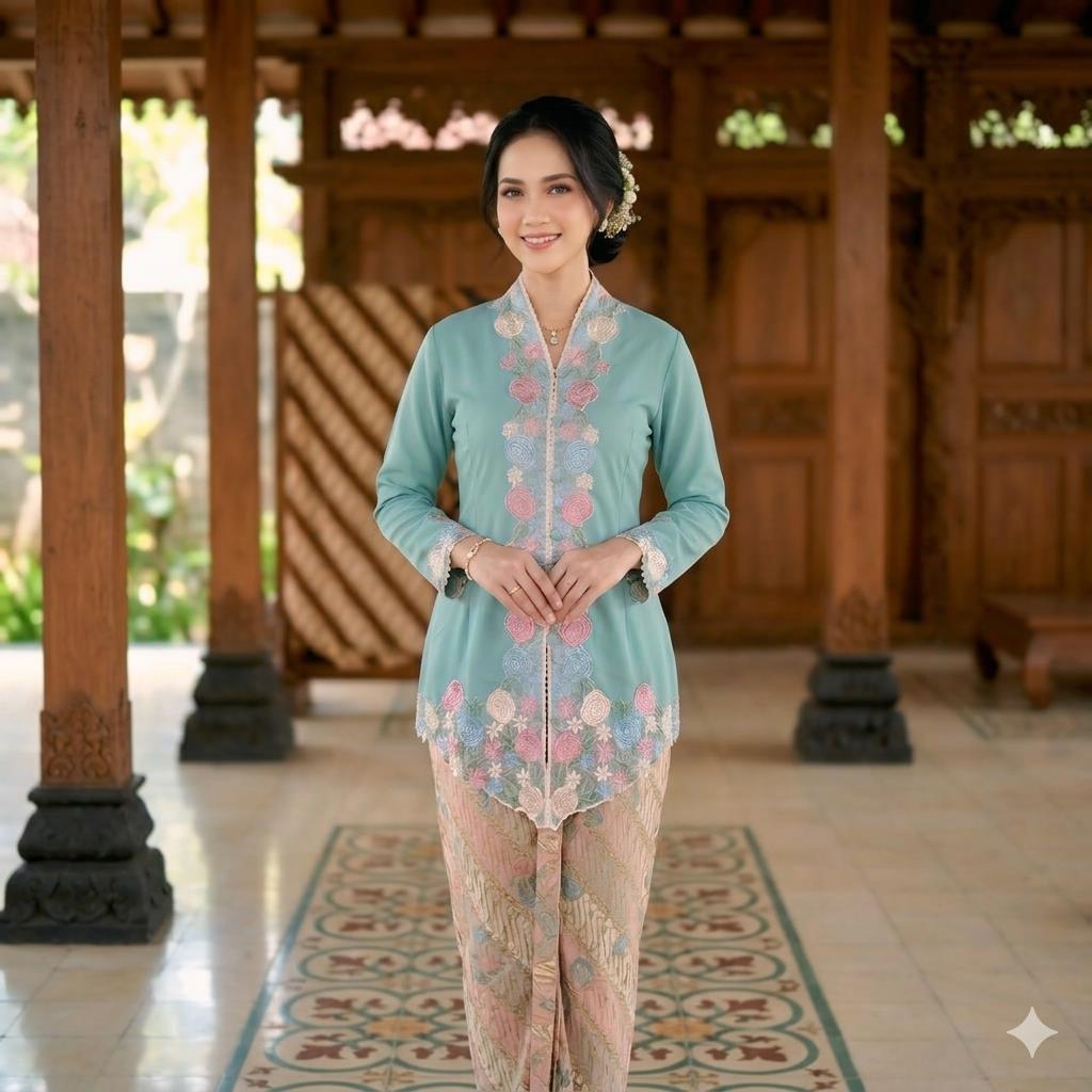 Baju Kebaya Encim Mawar Bolero Full Bordir 3 warna premium - Atasan Kebaya Wisuda kondangan Series Bolero