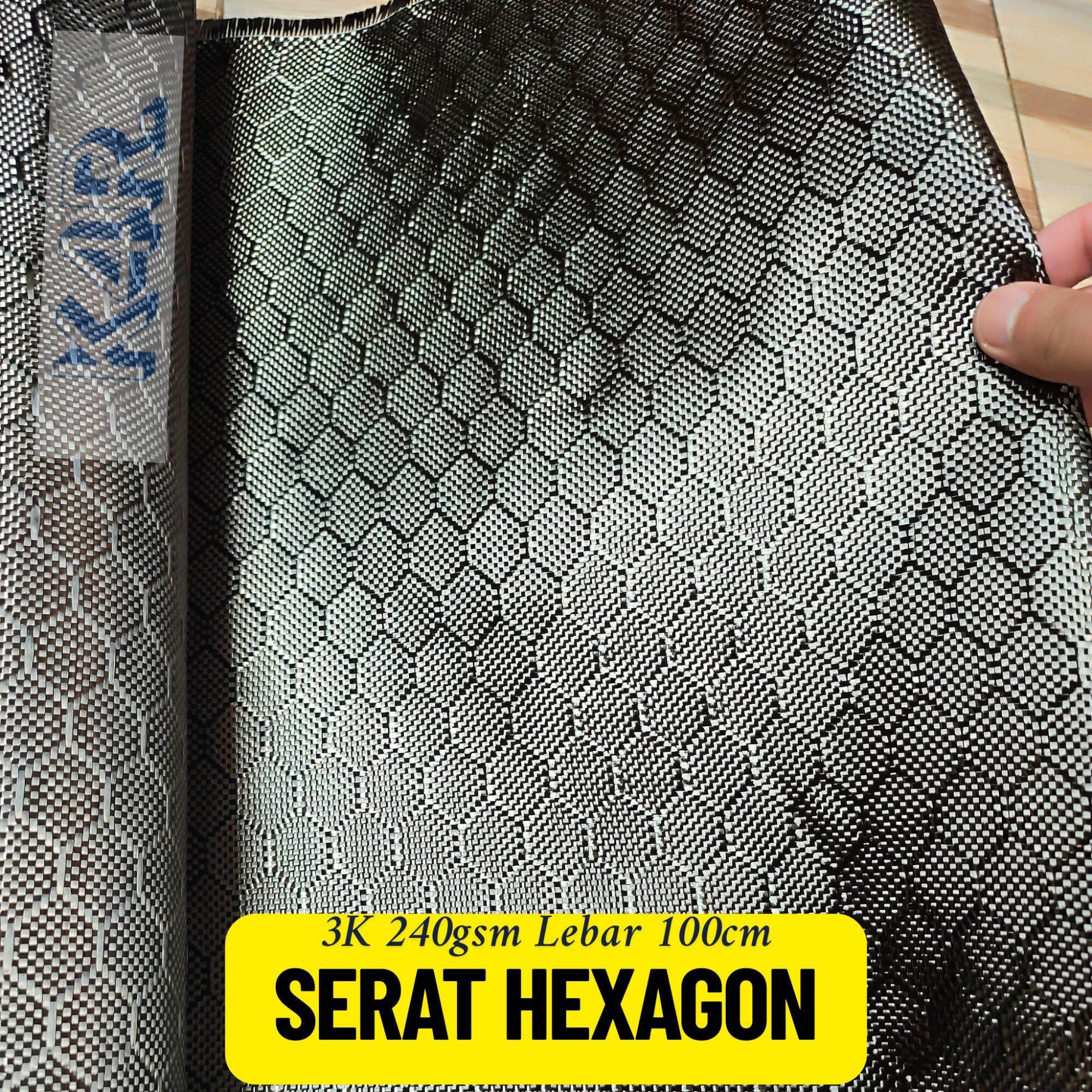 Serat Asli Carbon Hexagon 3K 240gsm Lebar 1m