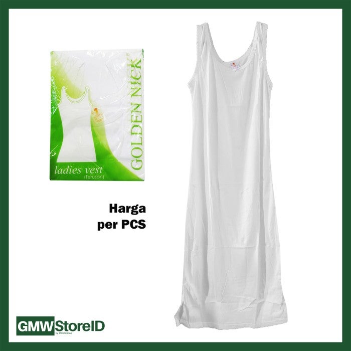 Long Dress Wanita Singlet Terusan Warna Polos Katun Underwear GN F62