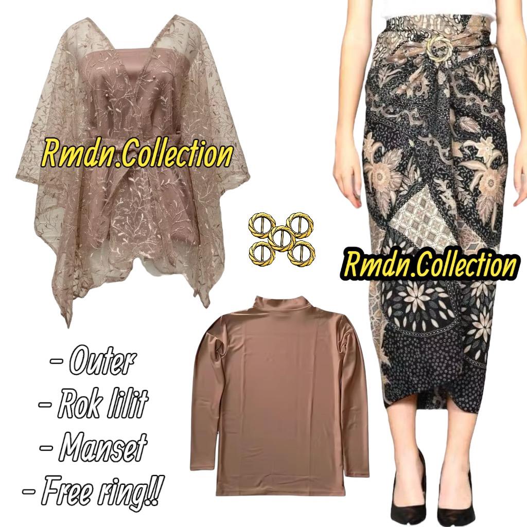 set kebaya wanita cantik outer kebaya dan rok lilit batik terbaru wisuda bridesmaid lamaran kondangan