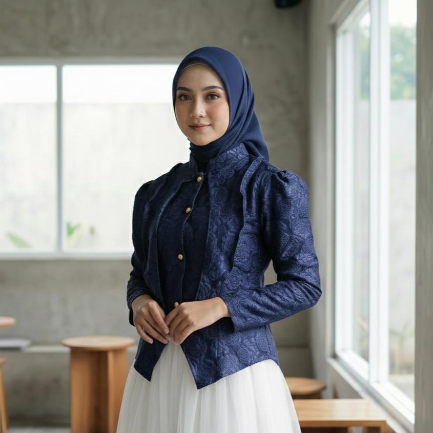 Emran batik -Atasan Kebaya Blouse Jaguar Fukuro Tali Belakang Slimfit Mewah Baju Kondangan Lamaran Wisuda Bridesmaid Kekinian Atasan