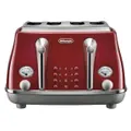 Delonghi Icona Capitals 4 Slice Toaster - Tokyo Red