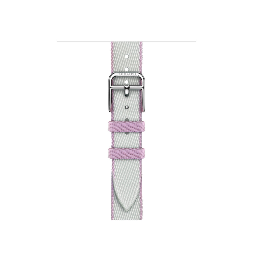 Apple Watch Hermès - 42mm Gris Platine/Mauve Twill Jump Attelage Single Tour