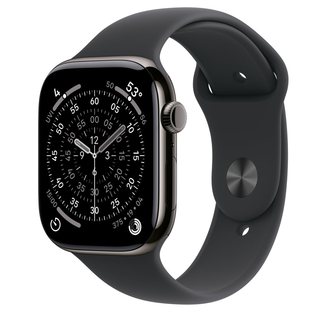 Apple Watch Series 11 GPS + Cellular 46mm Slate Titanium Case with Black Sport Band - M/L