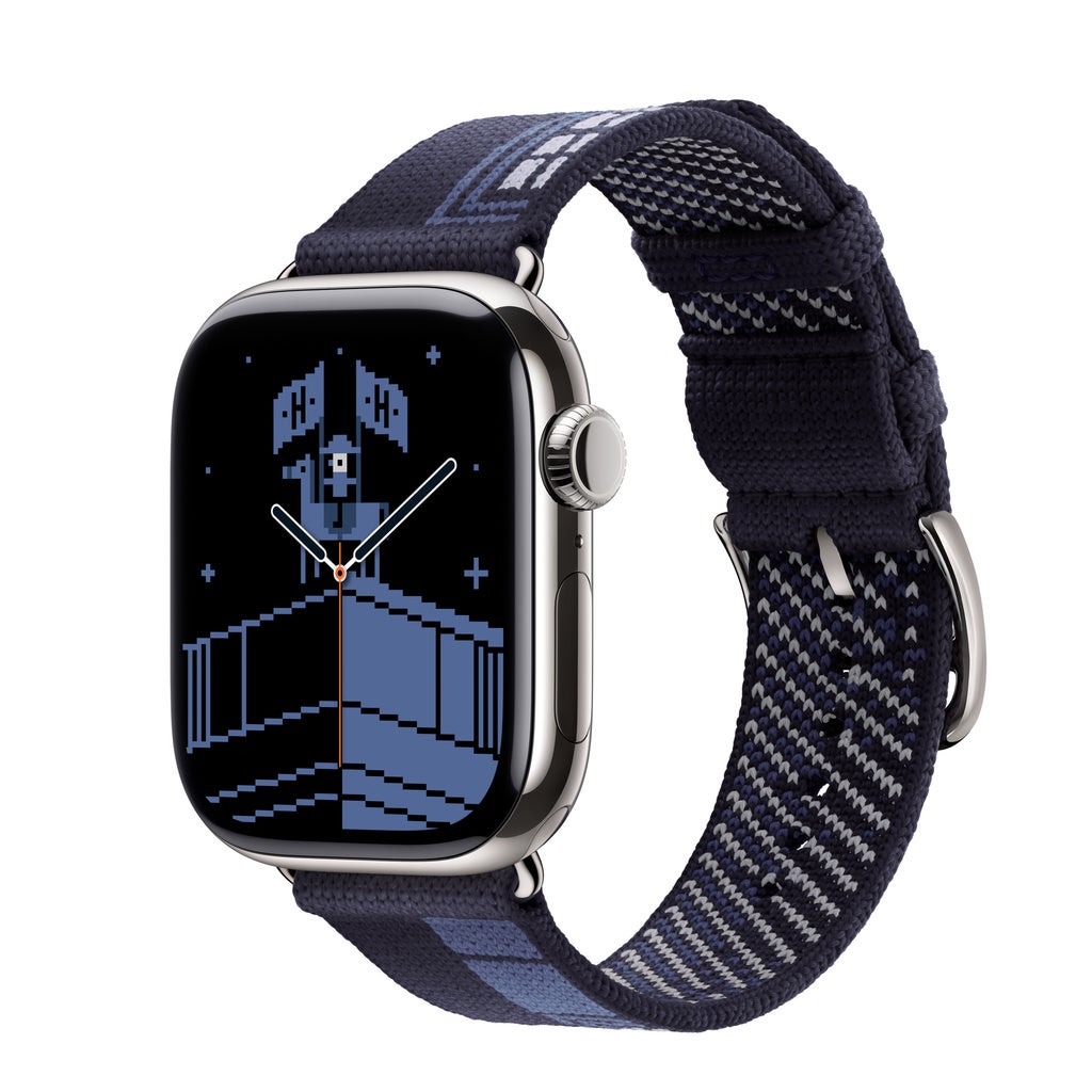 Apple Watch Hermès Series 11 GPS + Cellular 42mm Silver Titanium Case with Bleu Nuit Faubourg Party
