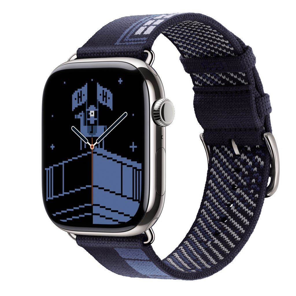 Apple Watch Hermès Series 11 GPS + Cellular 46mm Silver Titanium Case with Bleu Nuit Faubourg Party