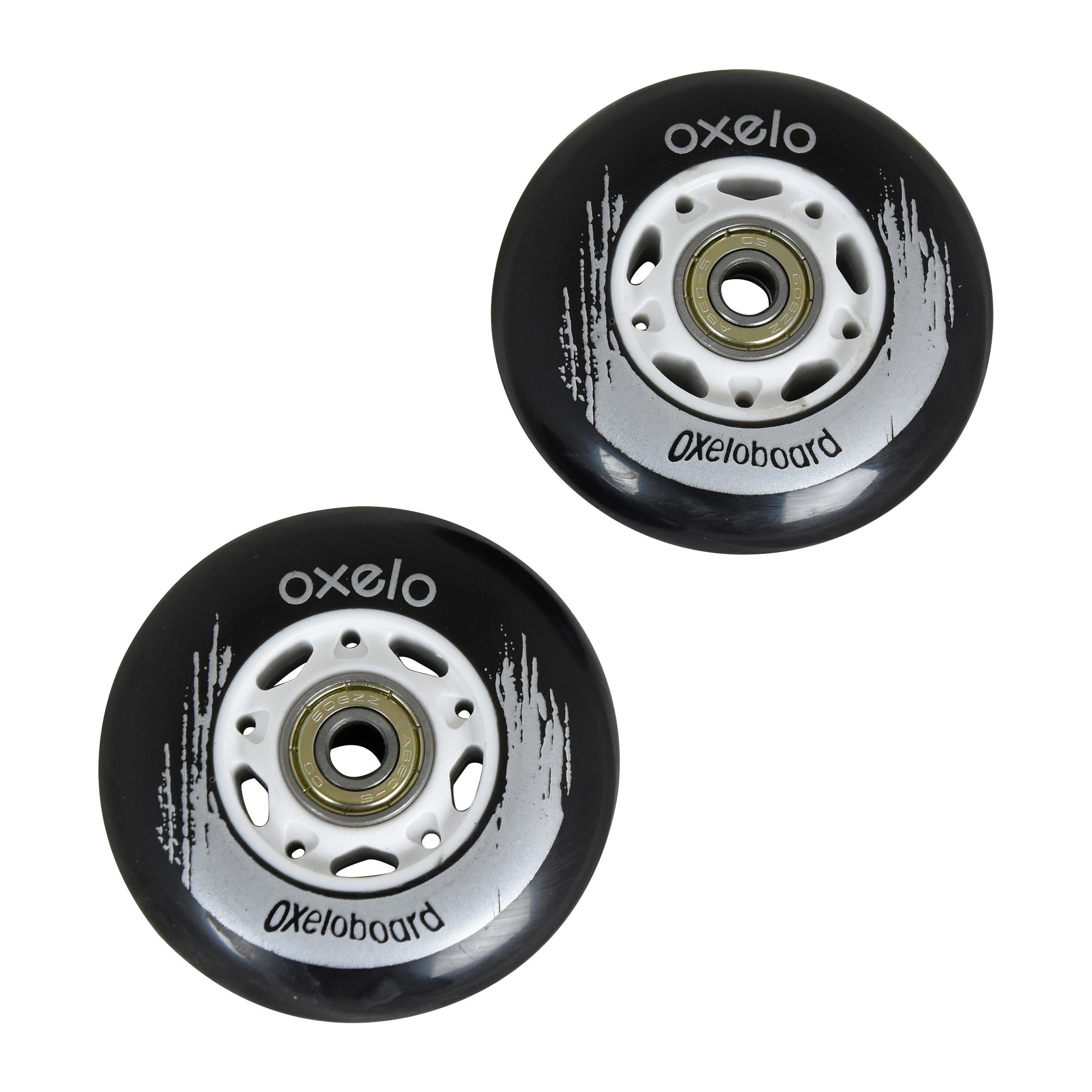 Decathlon Kids Wave Board Wheel Oxelo 76Mm 88A 2Pc - Black Oxelo