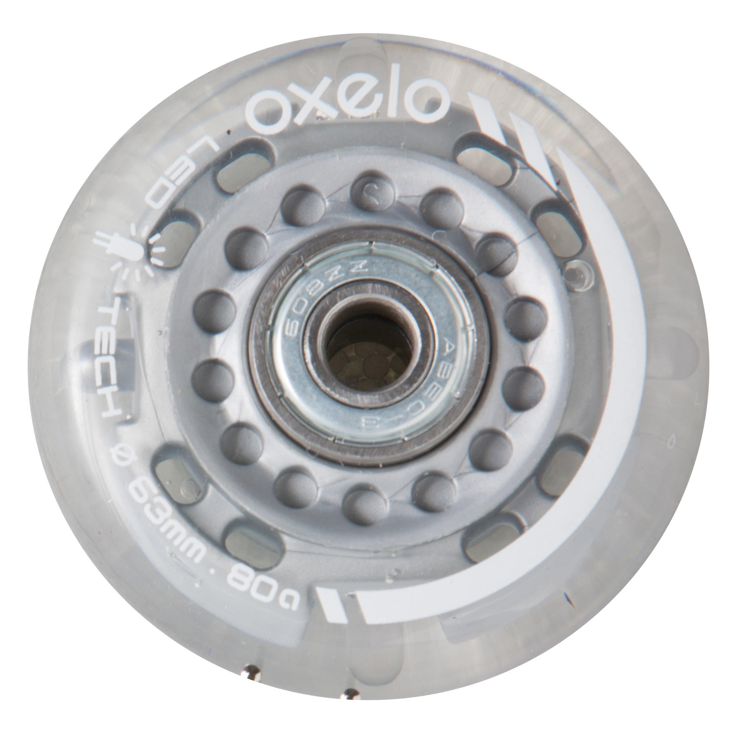 Decathlon Inline Skate Wheels Oxelo 63Mm 80A Flashing 2Pc - Multicolor Oxelo