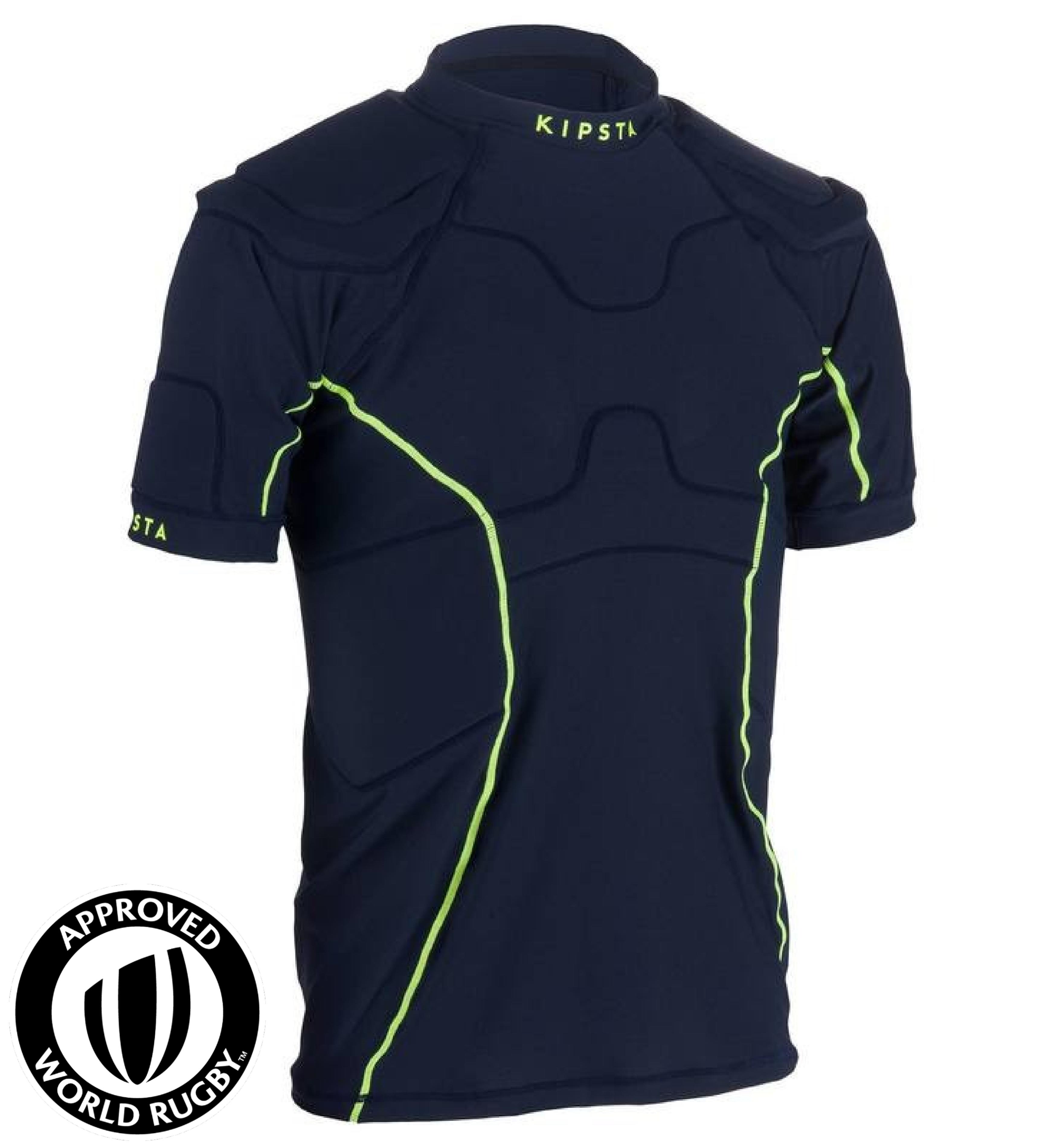 Decathlon R100 Adult Rugby Shoulder Pads - Navy Blue/Yellow Offload