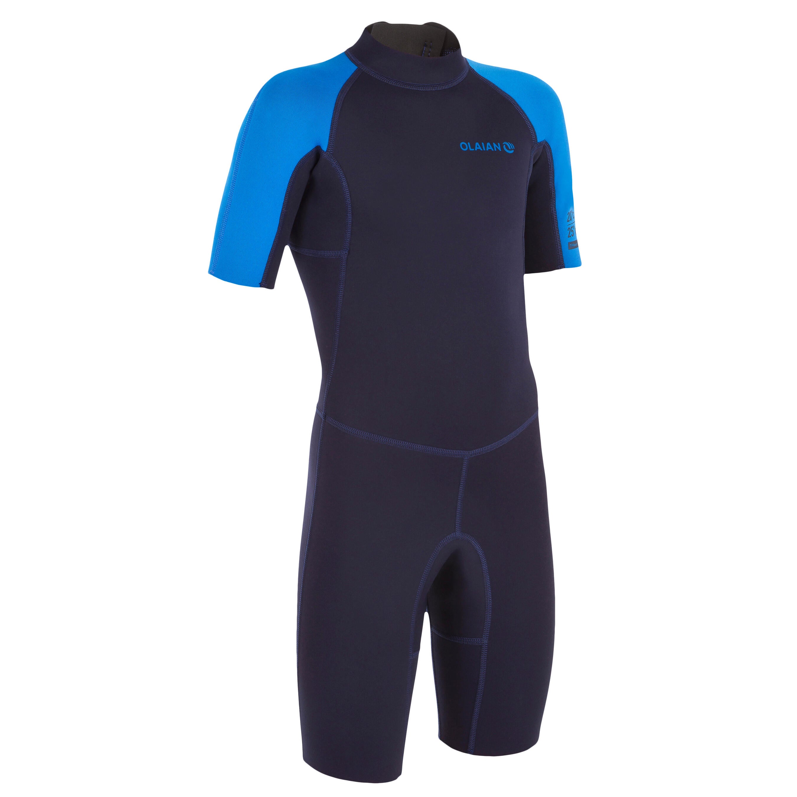 Decathlon 100 Kid'S 1.5Mm Neoprene Blue Shorty Surfing Wetsuit Olaian
