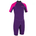 Decathlon 100 Surf Shorty Kids' Wetsuit 1.5Mm Neoprene - Purple/Pink Olaian