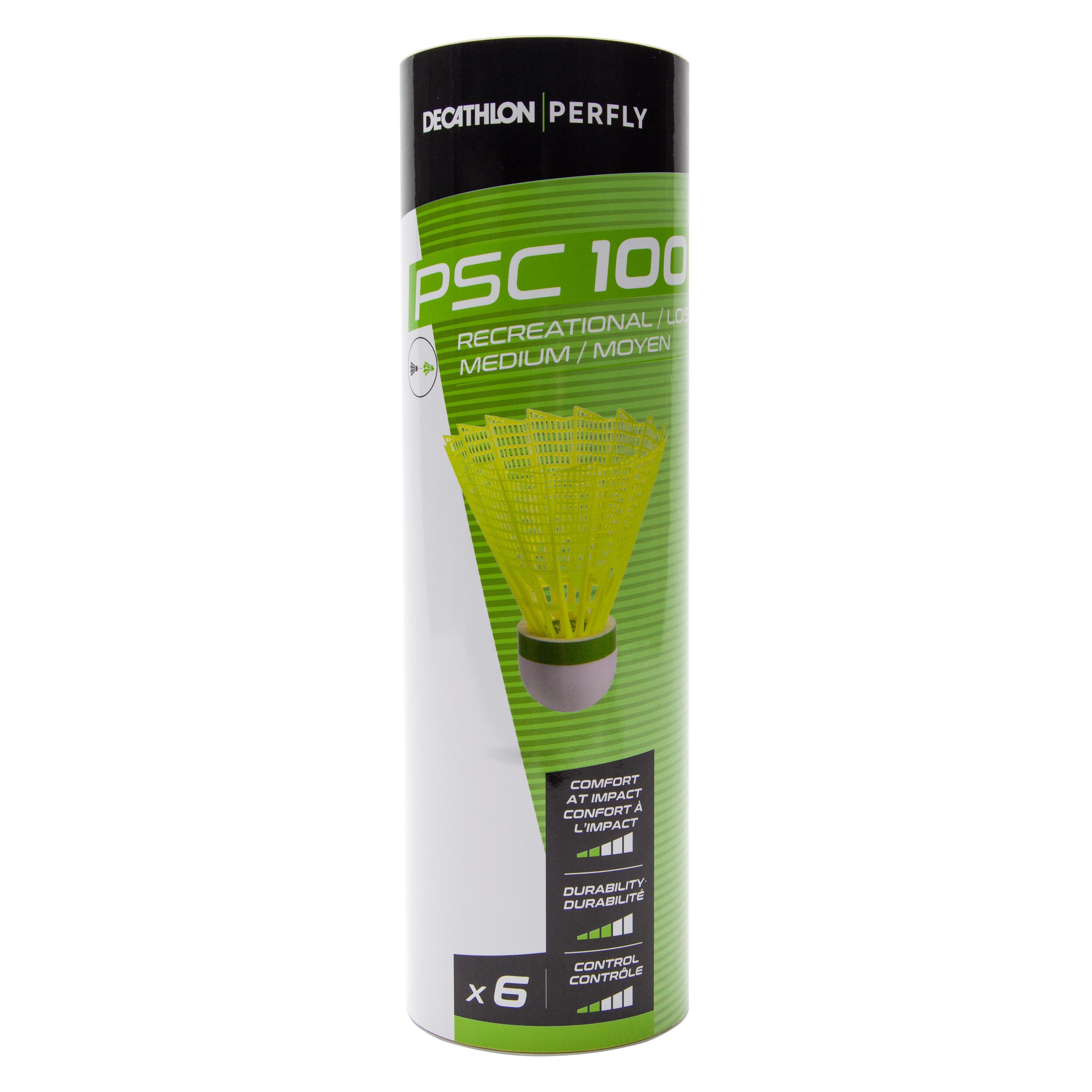 Decathlon Badminton Plastic Shuttlecock Perfly Psc100 Medium X 6 - Yellow Perfly